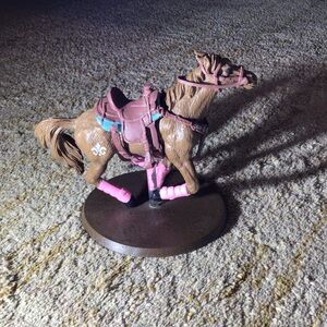 Brown Horse Figurine with Pink Saddle